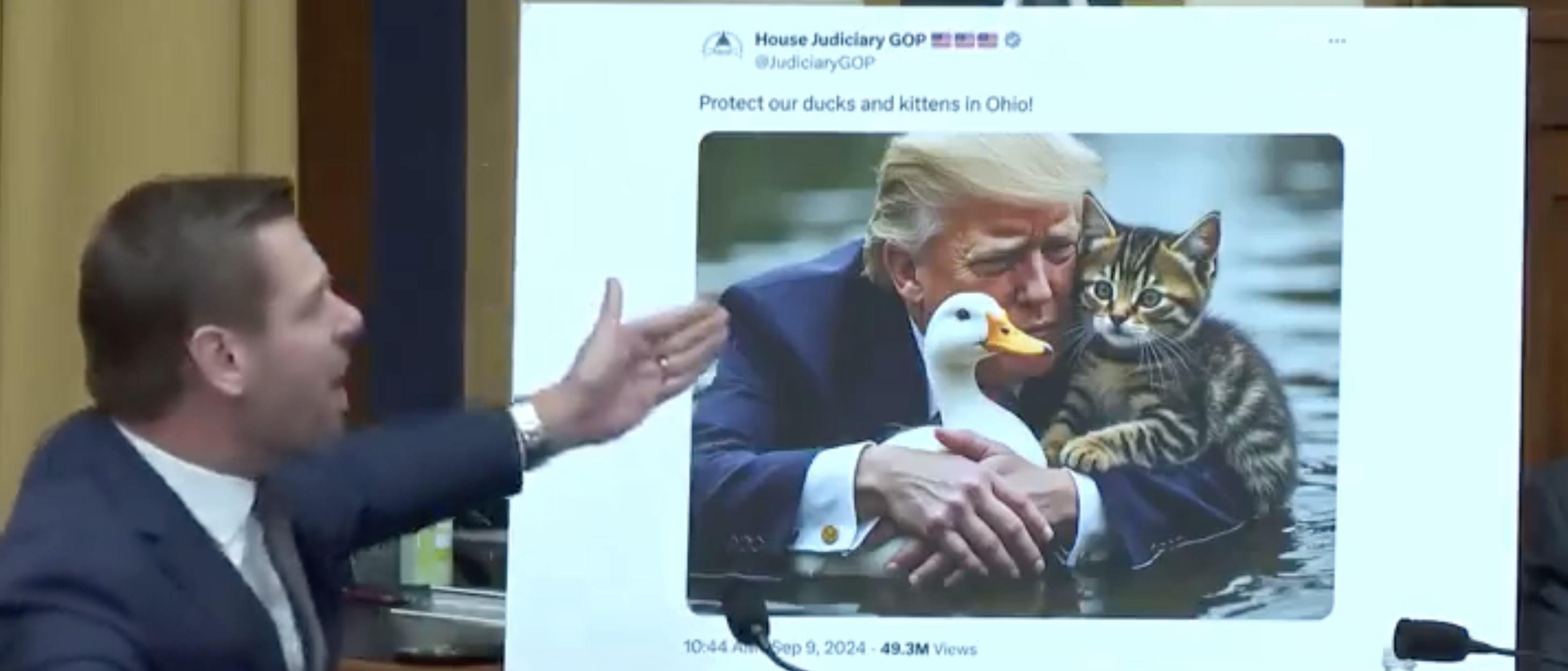 ‘What In The Hell Is This?’: Eric Swalwell Has Total Meltdown Over Donald Trump Cat Meme